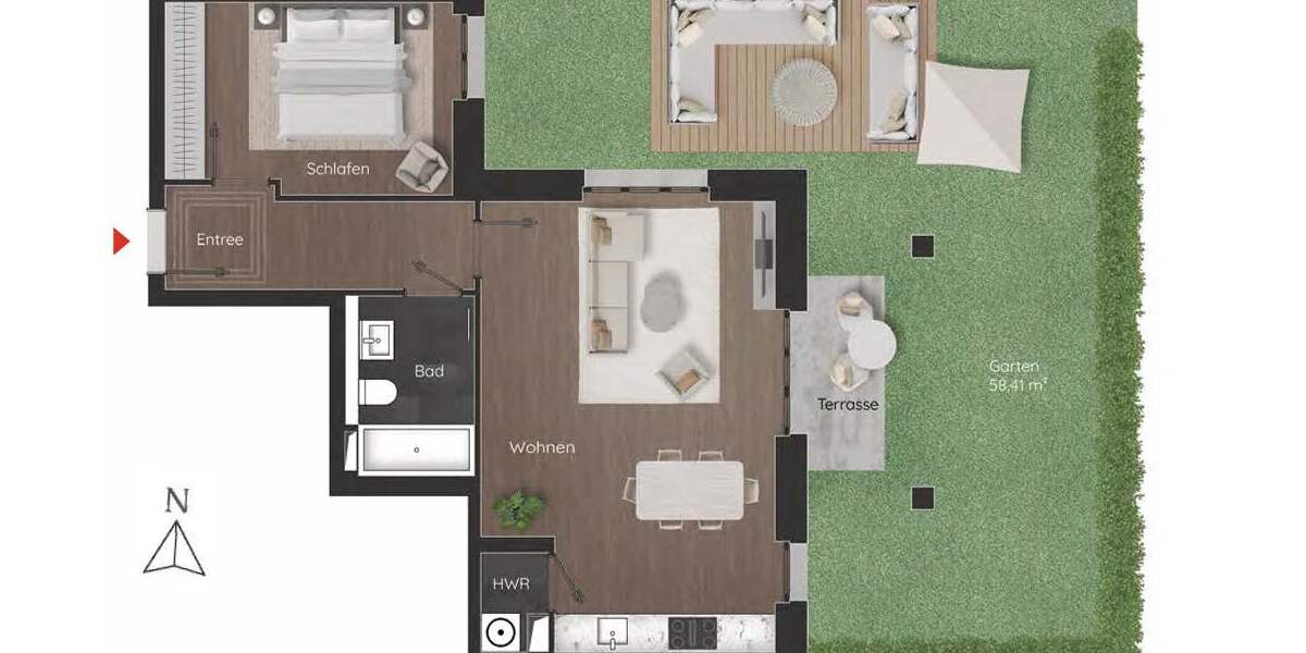 Etagenwohnung Potsdam Bornstedter Feld - 2 Zimmer, 58 m&sup2;, 440.000&euro; | Angebot:26573051