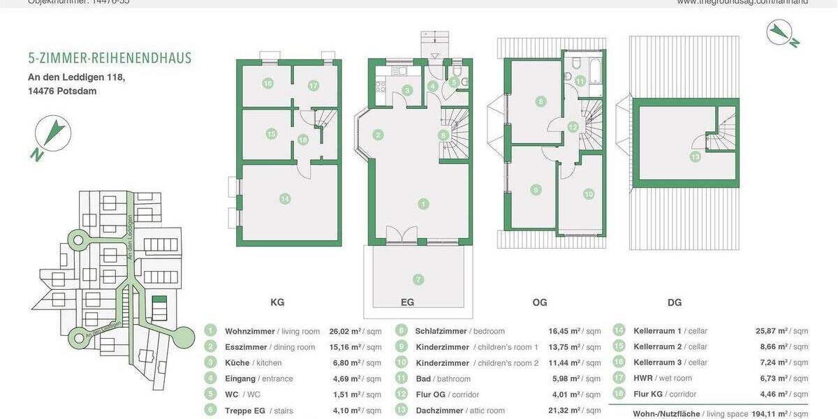 Reihenendhaus Potsdam Fahrland - 5 Zimmer, 116 m&sup2;, 495.000&euro; | Angebot:25751469