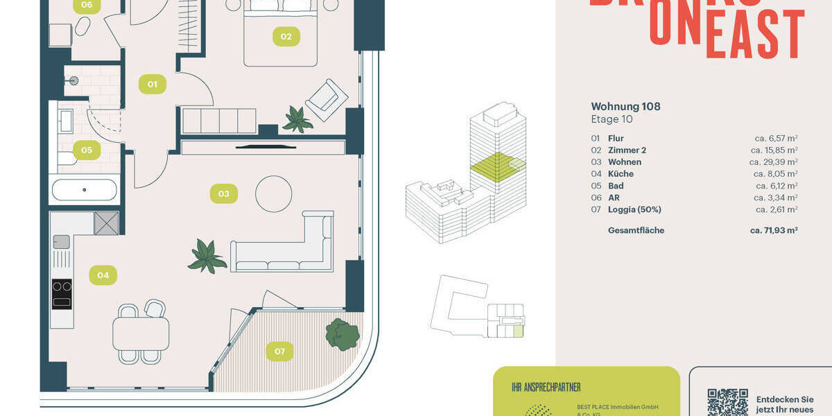 Etagenwohnung Berlin Friedrichshain - 2 Zimmer, 71 m&sup2;, 735.000&euro; | Angebot:25699348