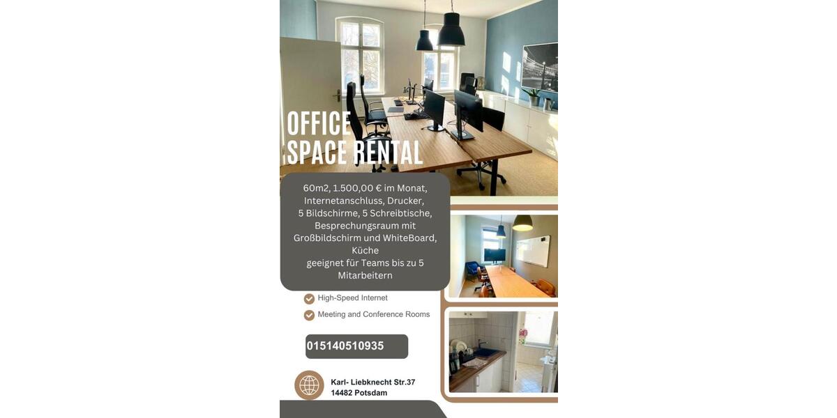 Gewerbeobjekt Potsdam Babelsberg - 1.500&euro; | Angebot:26101820