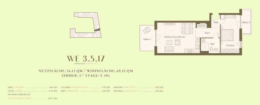 Etagenwohnung Berlin Friedrichshain - 2 Zimmer, 69 m&sup2;, 606.003&euro; | Angebot:25714623