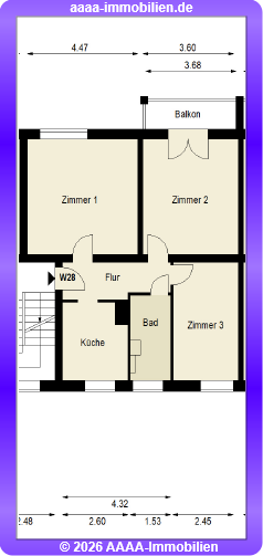 Etagenwohnung Berlin Friedrichshain - 3 Zimmer, 70 m&sup2;, 399.000&euro; | Angebot:25676030