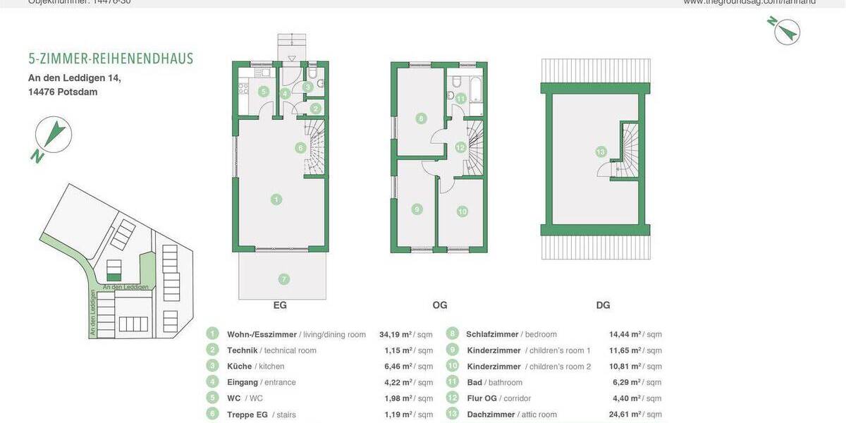 Reihenendhaus Potsdam Fahrland - 5 Zimmer, 103 m&sup2;, 549.500&euro; | Angebot:25783619