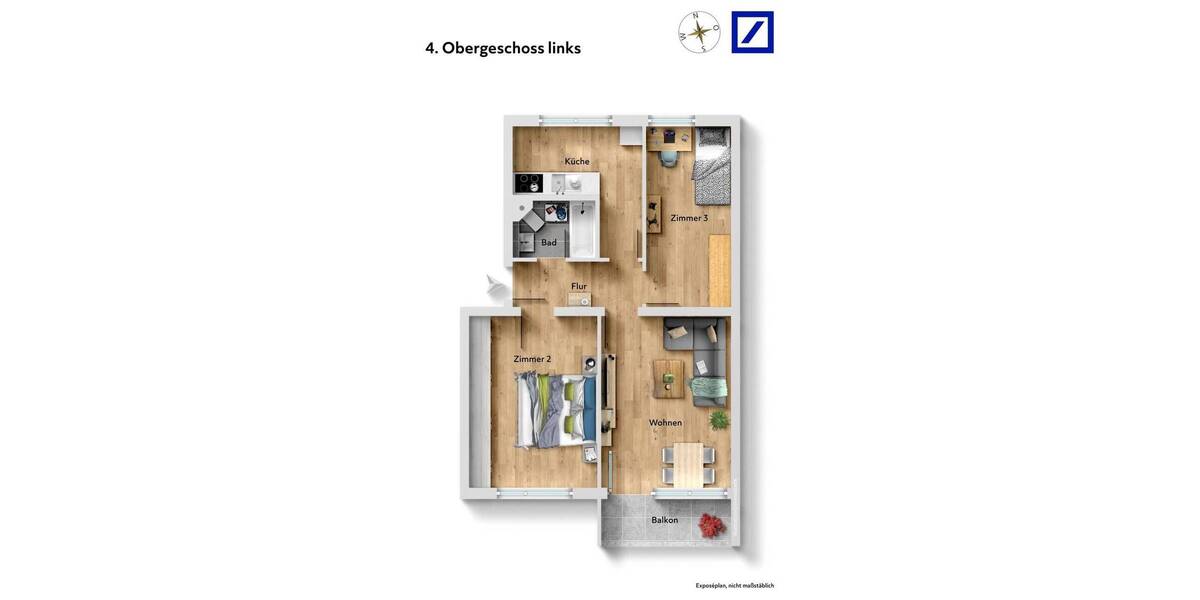 Etagenwohnung Potsdam Am Stern - 2 Zimmer, 61 m&sup2;, 195.000&euro; | Angebot:25929186