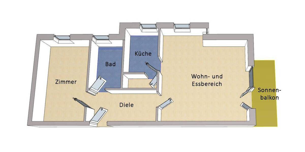 Etagenwohnung Dallgow-Döberitz Dallgow - 2 Zimmer, 59 m&sup2;, 175.000&euro; | Angebot:26499042