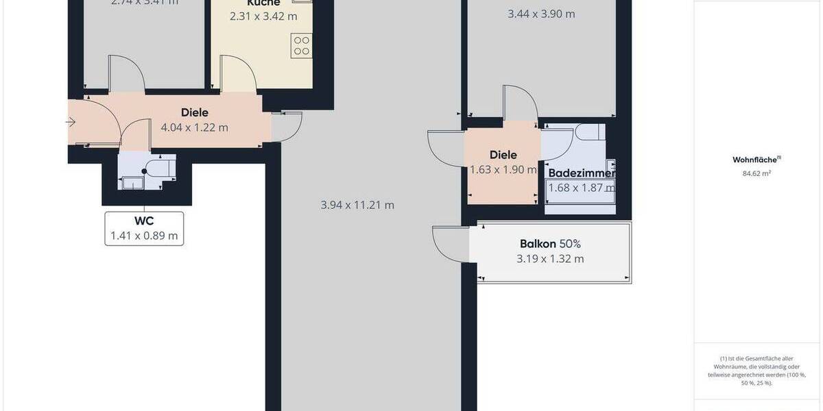 Etagenwohnung Berlin Mariendorf - 2 Zimmer, 84 m&sup2;, 326.000&euro; | Angebot:26596594