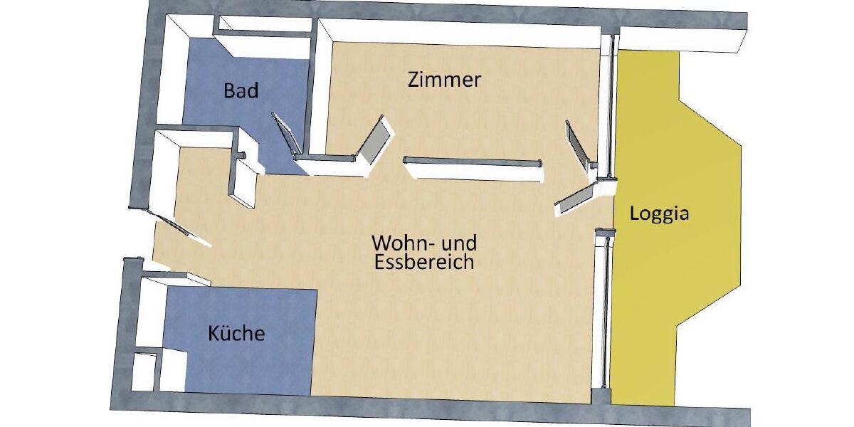 Etagenwohnung Berlin Mitte - 1.5 Zimmer, 37 m&sup2;, 1.090&euro; | Angebot:26577412