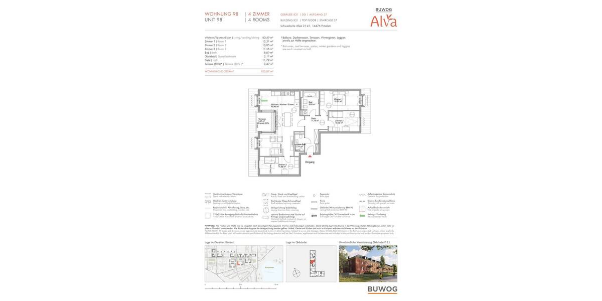 Etagenwohnung Potsdam Krampnitz - 4 Zimmer, 103 m&sup2;, 850.000&euro; | Angebot:20652098