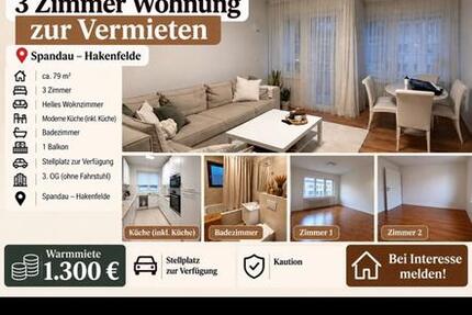 Wohnung Berlin Spandau - 3 Zimmer, 79 m&sup2;, 1.300&euro; | Angebot:27733084