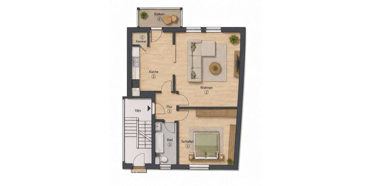 Etagenwohnung Berlin Tempelhof - 2 Zimmer, 51 m&sup2;, 225.000&euro; | Angebot:26836052
