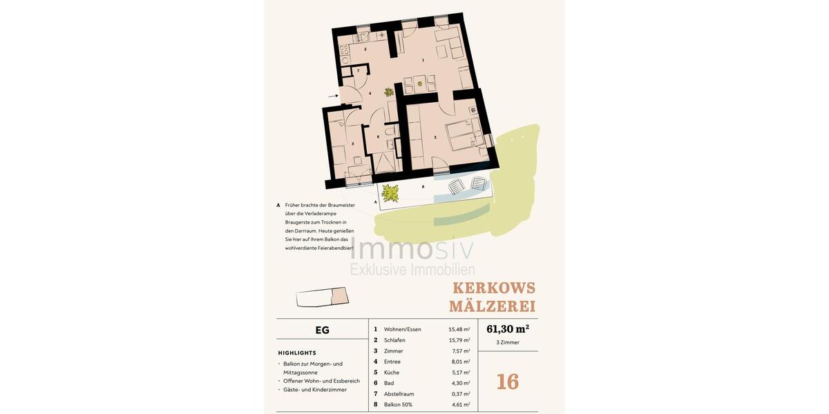 Erdgeschoßwohnung Nauen - 3 Zimmer, 61 m&sup2;, 850&euro; | Angebot:25510389