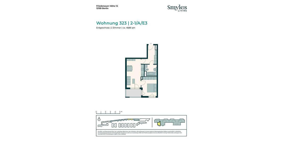 Erdgeschoßwohnung Berlin Tempelhof-Schöneberg - 2 Zimmer, 49 m&sup2;, 1.249&euro; | Angebot:26351937