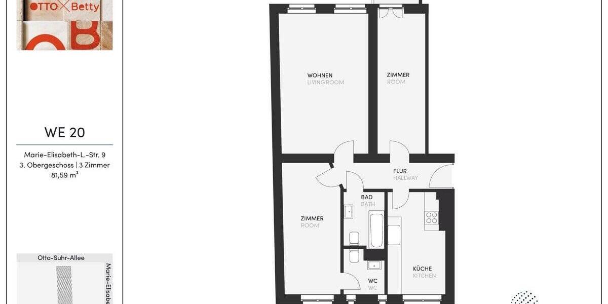 Etagenwohnung Berlin Charlottenburg - 3 Zimmer, 81 m&sup2;, 338.000&euro; | Angebot:25717067