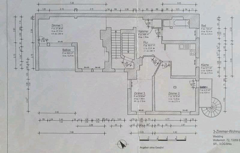 Dachgeschoßwohnung Berlin Mitte - 3 Zimmer, 100 m&sup2;, 1.247&euro; | Angebot:25713598