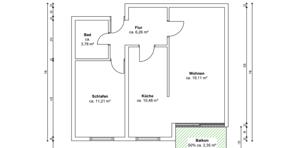 Etagenwohnung Berlin Wilhelmsruh - 2 Zimmer, 53 m&sup2;, 170.000&euro; | Angebot:25778684