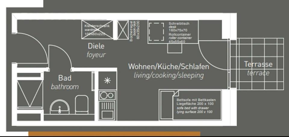 Etagenwohnung Potsdam - 1 Zimmer, 22 m&sup2;, 600&euro; | Angebot:26670049