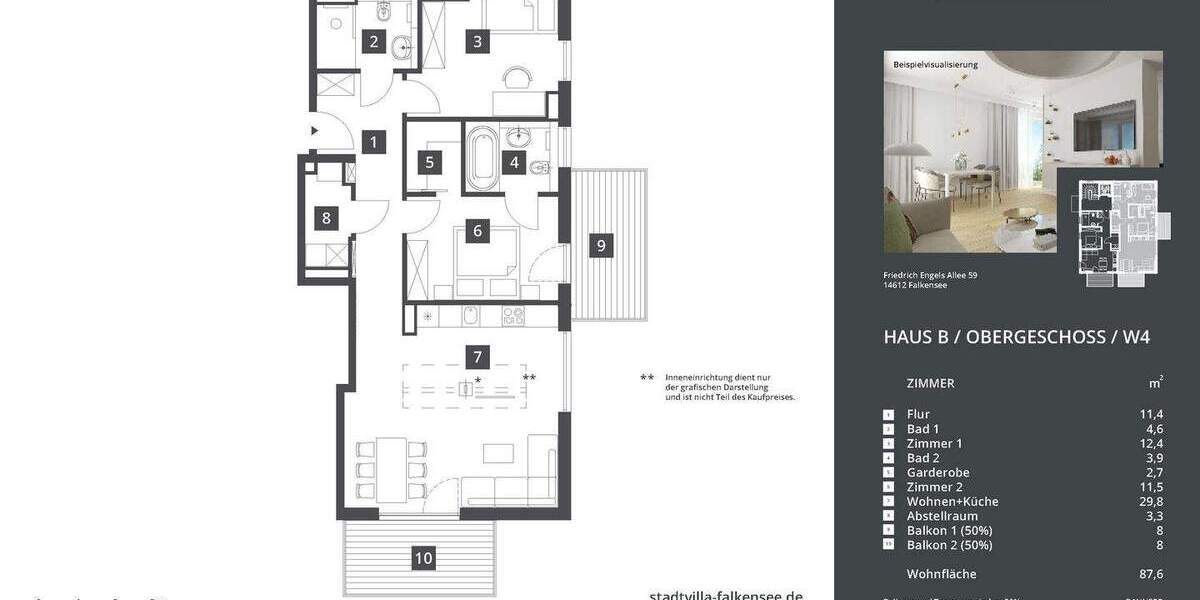 Etagenwohnung Falkensee - 3 Zimmer, 88 m&sup2;, 465.000&euro; | Angebot:25664875