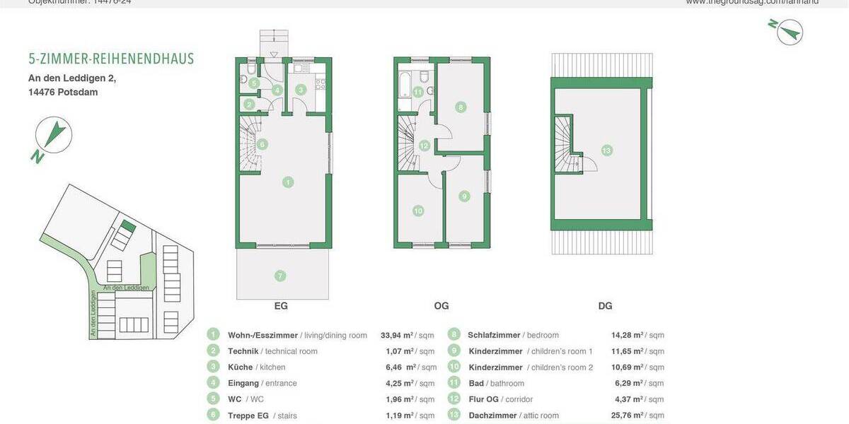 Reihenendhaus Fahrland Fahrland - 5 Zimmer, 103 m&sup2;, 450.000&euro; | Angebot:26178307