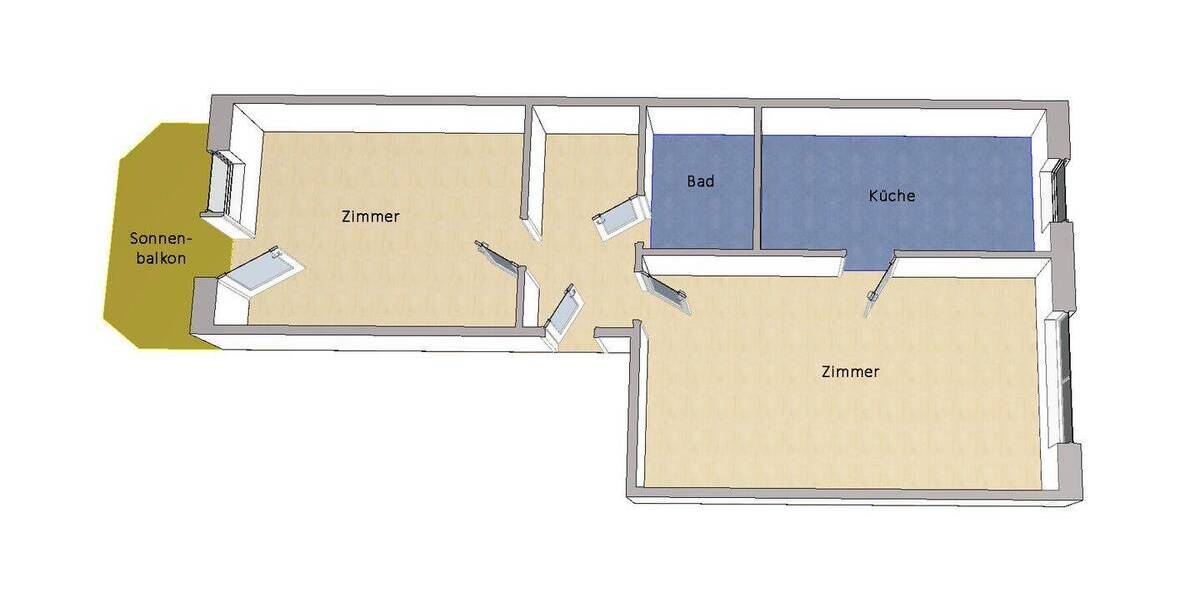 Etagenwohnung Potsdam Drewitz - 2 Zimmer, 56 m&sup2;, 235.000&euro; | Angebot:26816200