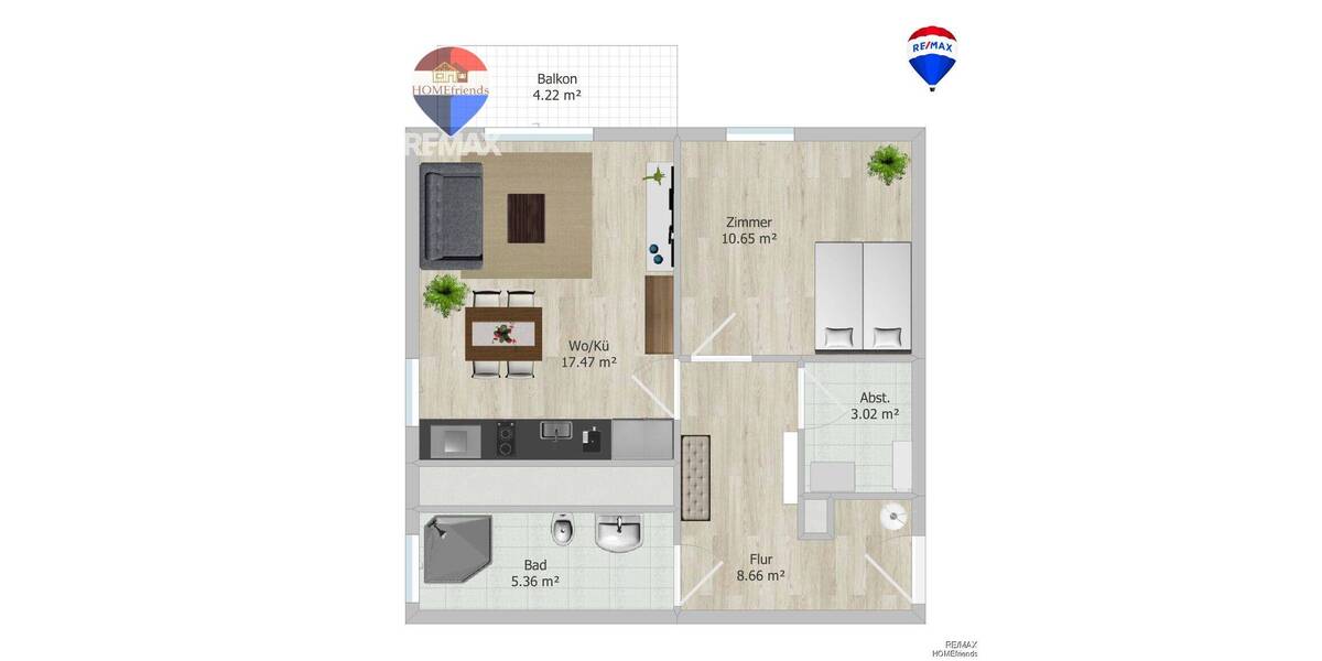 Etagenwohnung Falkensee - 2 Zimmer, 47 m&sup2;, 340.950&euro; | Angebot:24040098