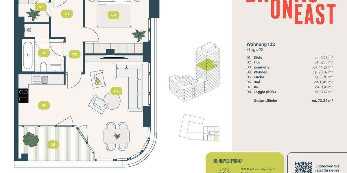 Etagenwohnung Berlin Friedrichshain - 2 Zimmer, 70 m&sup2;, 843.000&euro; | Angebot:24978569