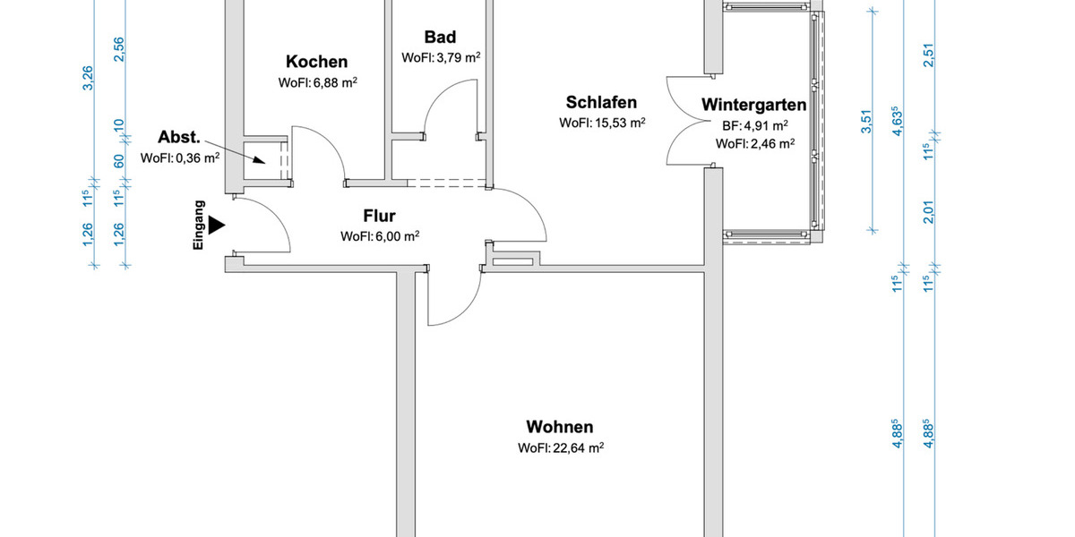 Etagenwohnung Berlin Kreuzberg - 2 Zimmer, 58 m&sup2;, 299.000&euro; | Angebot:24992593