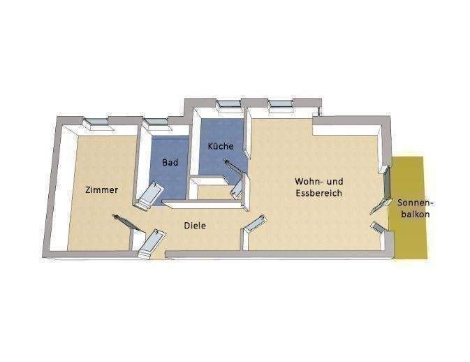 Etagenwohnung Dallgow-Döberitz Dallgow - 2 Zimmer, 59 m&sup2;, 175.000&euro; | Angebot:26154359