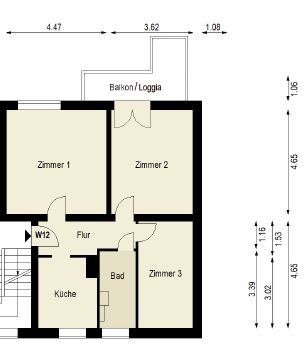 Etagenwohnung Berlin Friedrichshain - 3 Zimmer, 71 m&sup2;, 429.000&euro; | Angebot:25770383