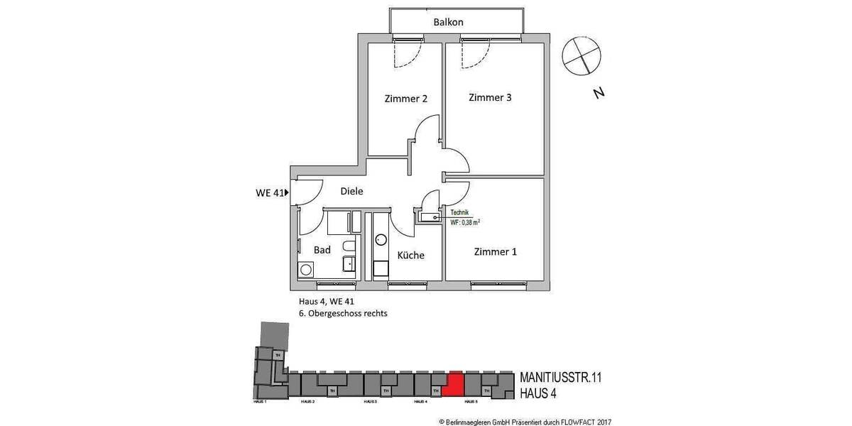 Etagenwohnung Berlin Neukölln - 3 Zimmer, 72 m&sup2;, 635.425&euro; | Angebot:26912833