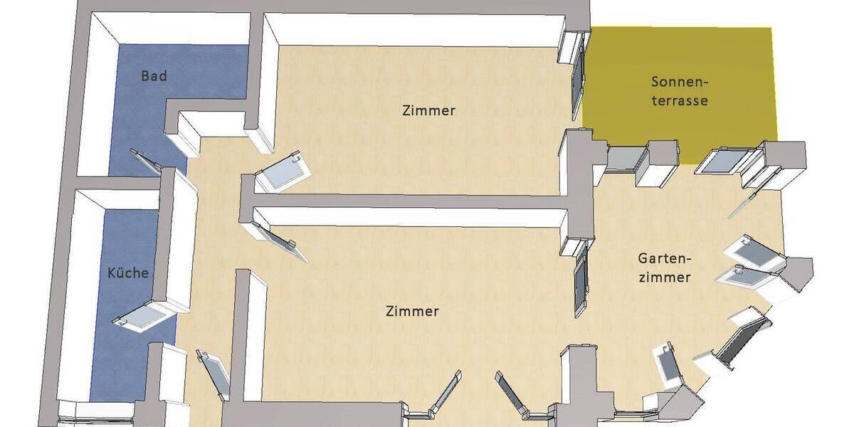 Etagenwohnung Stahnsdorf Schenkenhorst - 2 Zimmer, 74 m&sup2;, 299.000&euro; | Angebot:26155038