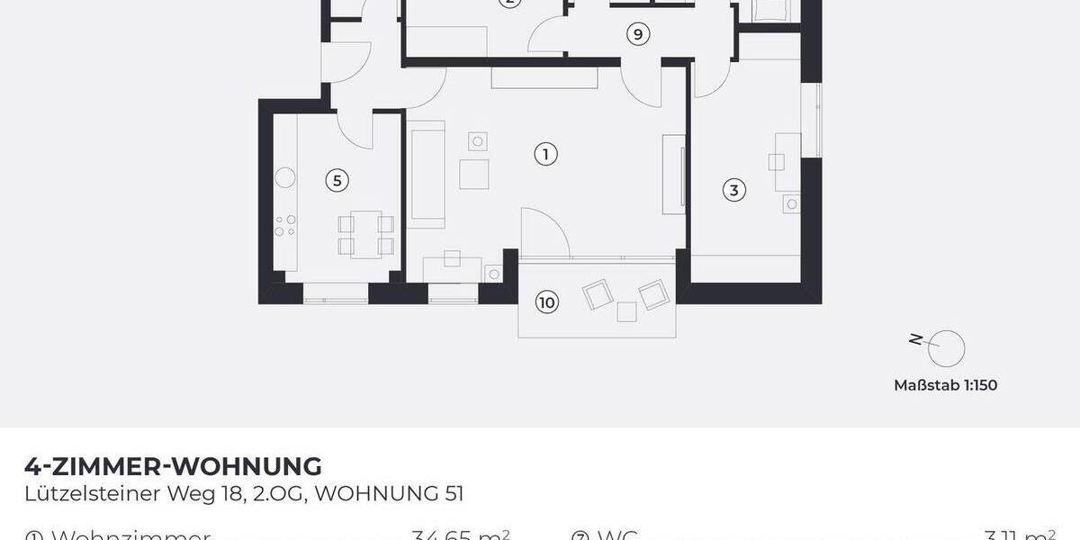 Etagenwohnung Berlin Dahlem - 4 Zimmer, 120 m&sup2;, 636.900&euro; | Angebot:26257408