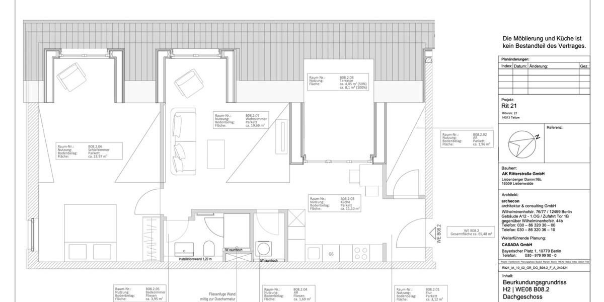 Etagenwohnung Teltow - 2 Zimmer, 65 m&sup2;, 432.500&euro; | Angebot:24914987