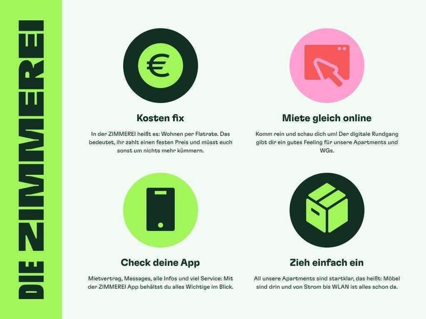 DIE ZIMMEREI | Möbliertes Apartment in Mitte für Berufseinsteigende & Praktikant:innen | Large Bude 1 zimmer