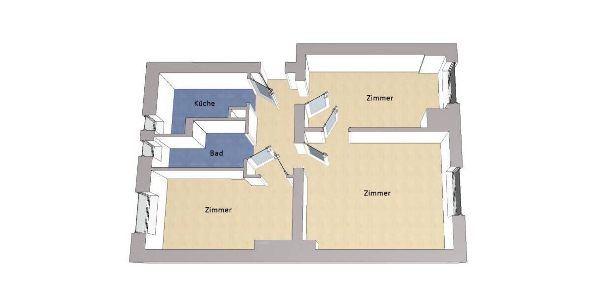Etagenwohnung Berlin Steglitz - 3 Zimmer, 54 m&sup2;, 259.000&euro; | Angebot:26376179