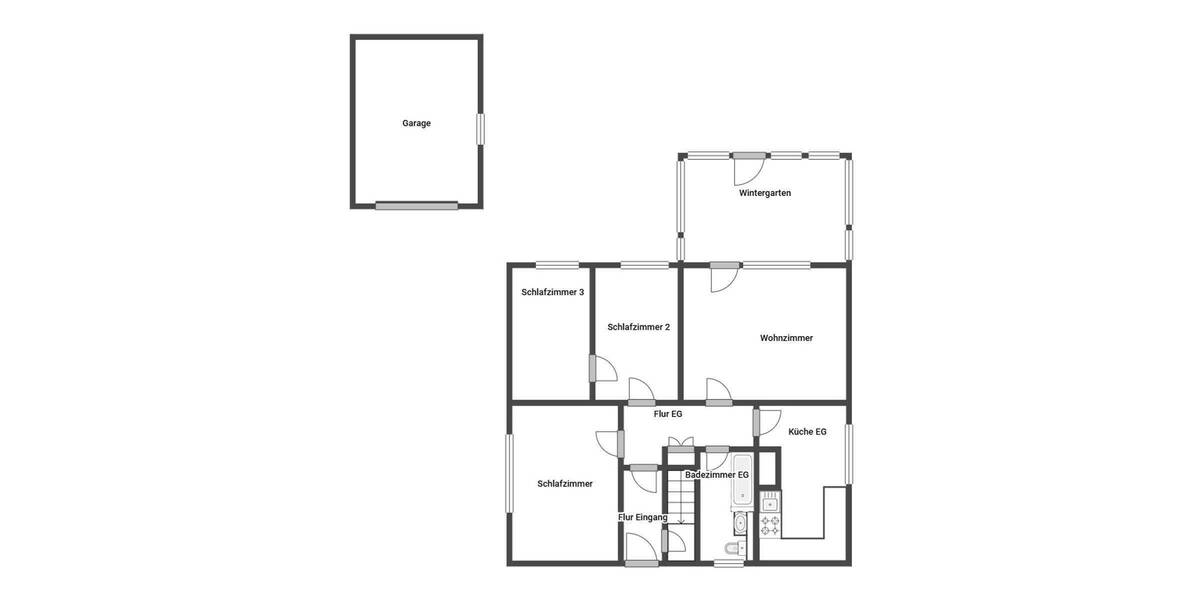 Familienfreundliches, bezugsfreies Einfamilienhaus mit großem Garten und beheiztem Wintergarten 4 zimmer