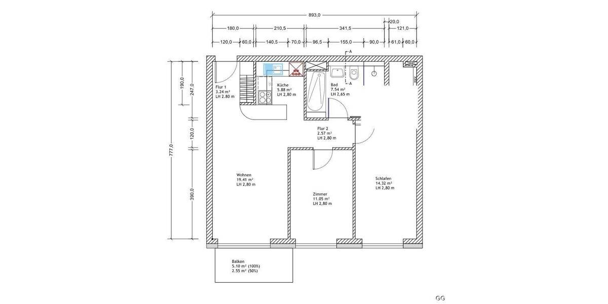 Etagenwohnung Berlin Kreuzberg - 3 Zimmer, 69 m&sup2;, 579.000&euro; | Angebot:26916846