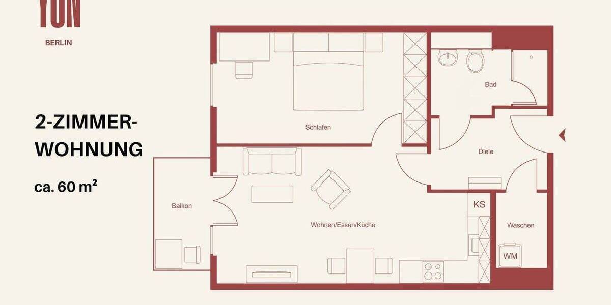 Etagenwohnung Berlin Friedenau - 2 Zimmer, 60 m&sup2;, 1.365&euro; | Angebot:26833890