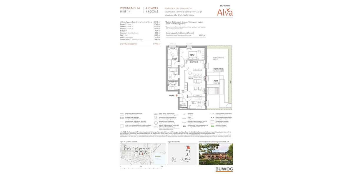 Etagenwohnung Potsdam Krampnitz - 4 Zimmer, 118 m&sup2;, 968.000&euro; | Angebot:25753807