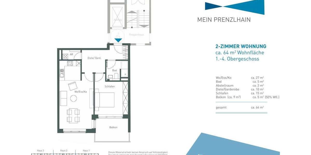 Etagenwohnung Berlin Friedrichshain-Kreuzberg - 2 Zimmer, 64 m&sup2;, 499.000&euro; | Angebot:27201519