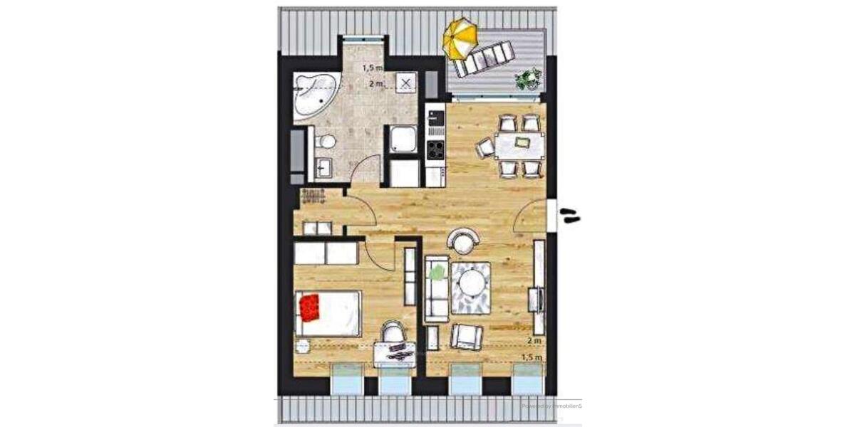 Exklusive Dachgeschosswohnung mit Sonnenterrasse 2 zimmer