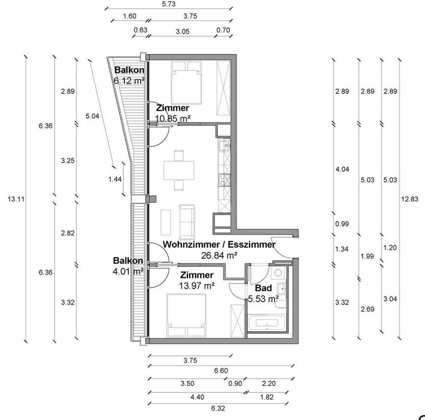 Urbane 3 Zimmer Wohnung ca. 62m², EBK, Fußbodenheizung und Balkon mit Weitblick in Berlin-Mitte! zimmer