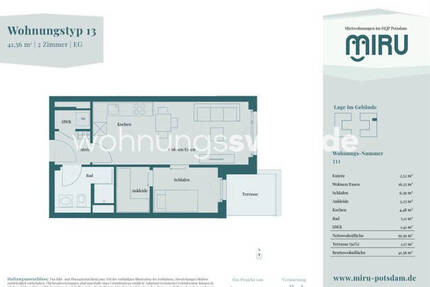 Wohnung Potsdam Templiner Vorstadt - 2 Zimmer, 42 m&sup2;, 673&euro; | Angebot:26554977