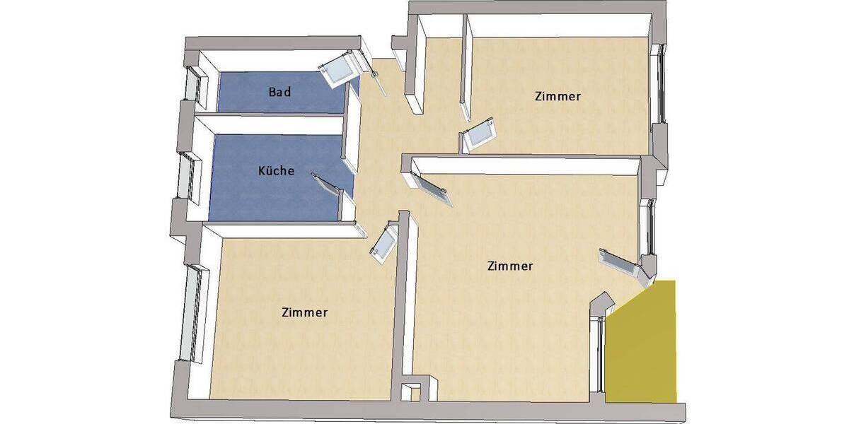 Etagenwohnung Mariendorf Mariendorf - 3 Zimmer, 78 m&sup2;, 329.000&euro; | Angebot:26305903