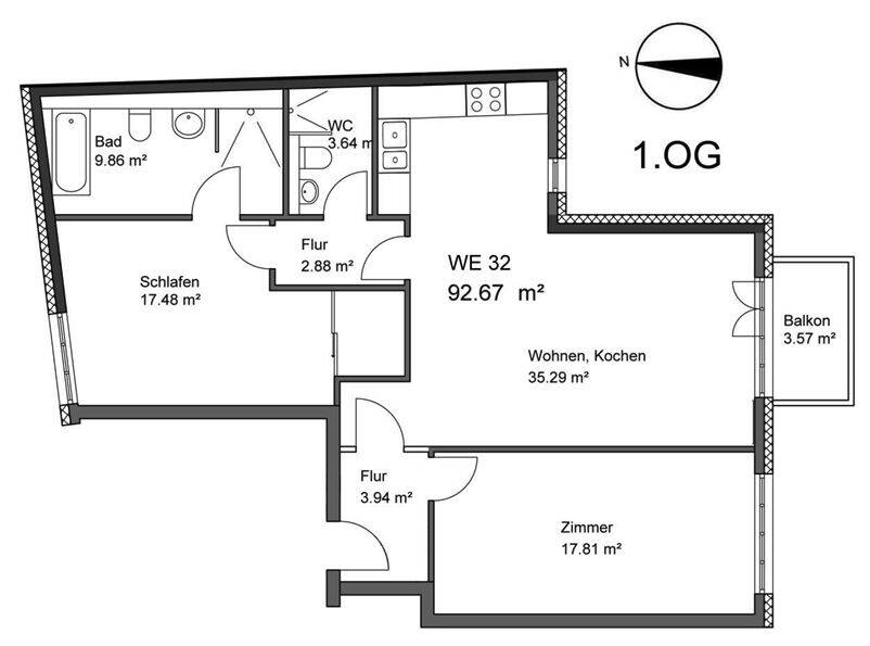 Etagenwohnung Berlin Charlottenburg - 3 Zimmer, 92 m&sup2;, 955.000&euro; | Angebot:26595134