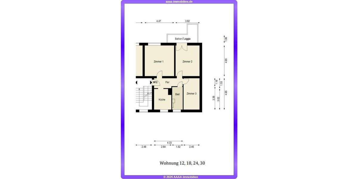 Etagenwohnung Berlin Friedrichshain - 3 Zimmer, 73 m&sup2;, 449.000&euro; | Angebot:25770382