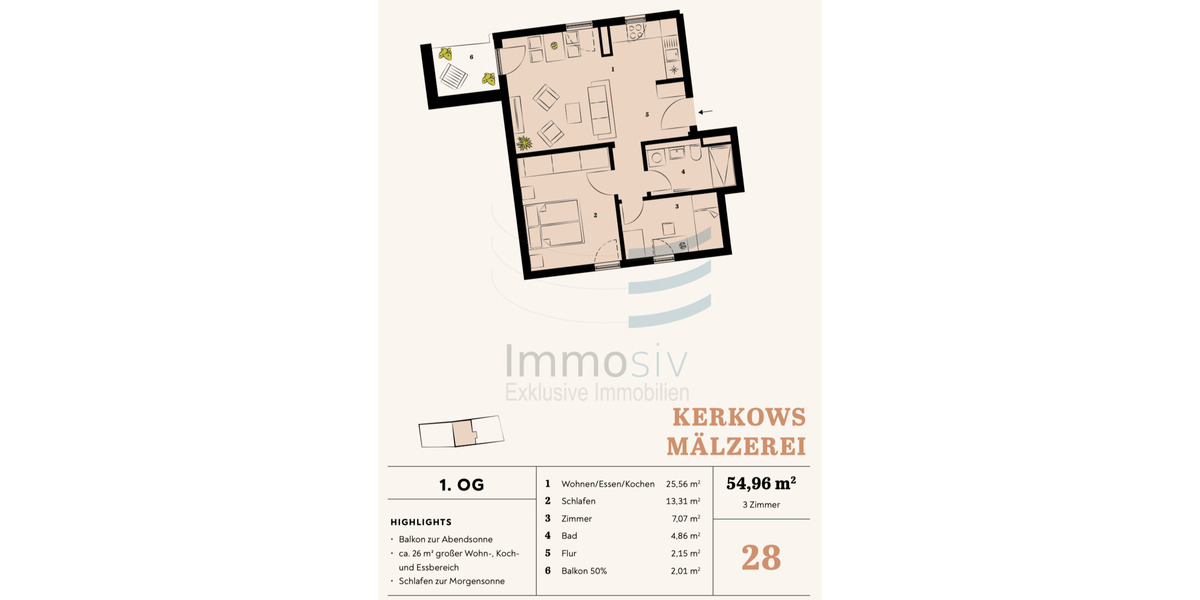 Etagenwohnung Nauen - 3 Zimmer, 55 m&sup2;, 805&euro; | Angebot:26656876