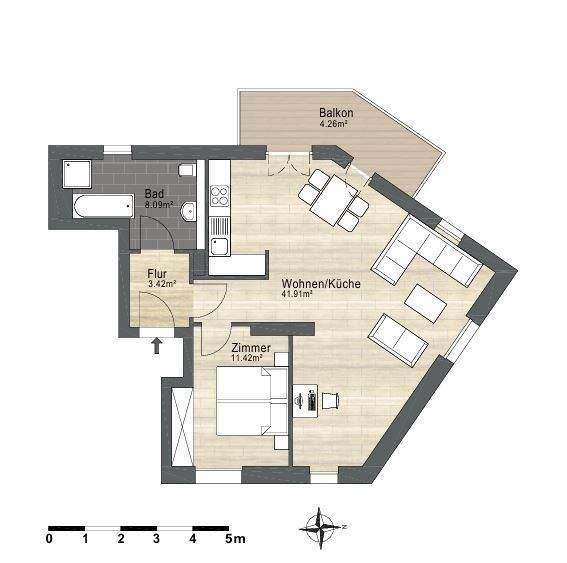 Etagenwohnung Berlin Schöneberg - 2 Zimmer, 69 m&sup2;, 1.395&euro; | Angebot:25604852