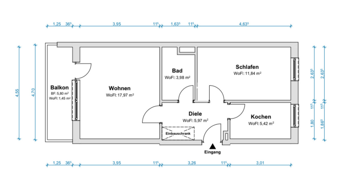 Etagenwohnung Berlin Schöneberg - 2 Zimmer, 48 m&sup2;, 250.000&euro; | Angebot:26162855