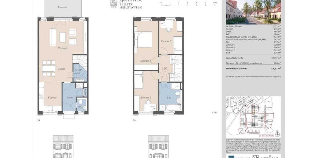 Reihenhaus Beelitz - 4 Zimmer, 107 m&sup2;, 2.075&euro; | Angebot:25365970