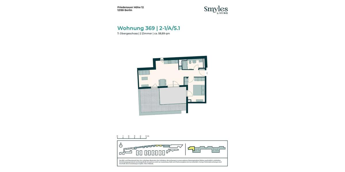 Dachgeschoßwohnung Berlin Tempelhof-Schöneberg - 2 Zimmer, 59 m&sup2;, 1.499&euro; | Angebot:26351943